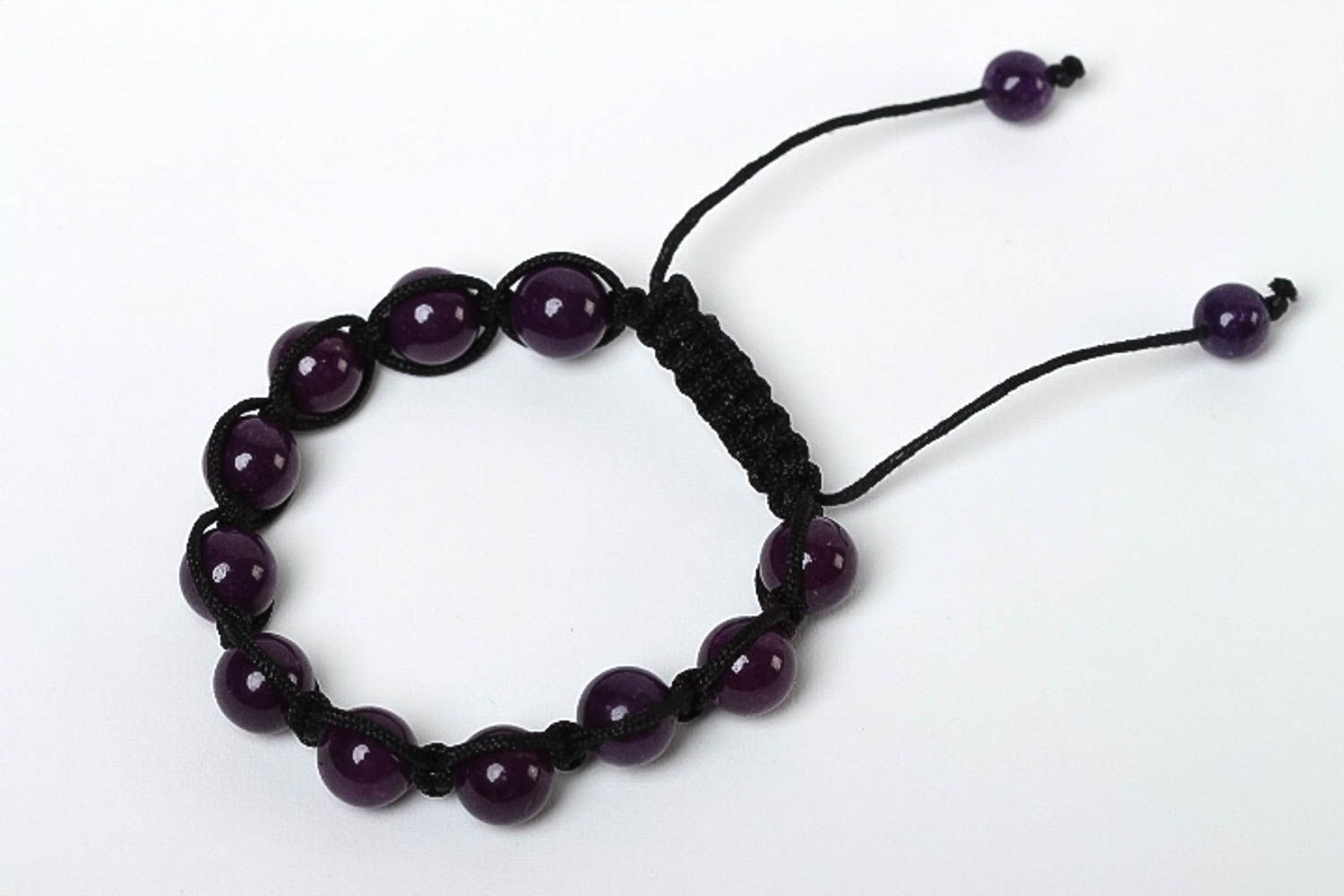 Bracelet violet Bijou fait main tressé perles charoïte cordon Cadeau femme photo 2