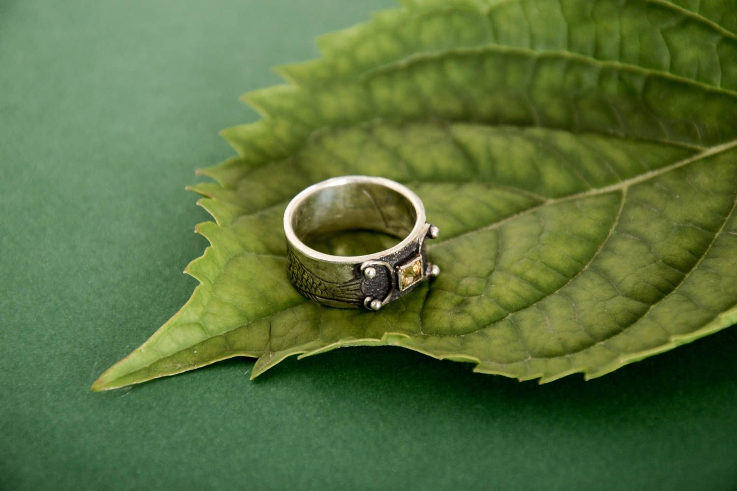 Серебряное кольцо ручной работы женское кольцо серебряное украшение с цитрином фото 1