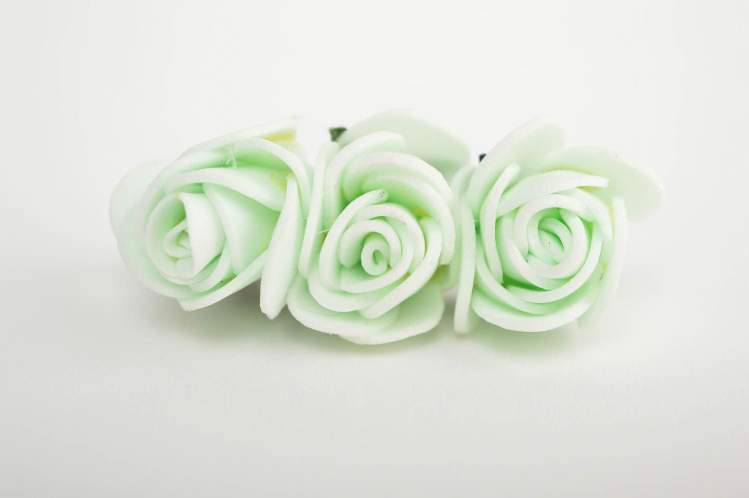 Handmade hair accessories fabric hair clip with roses flower barrette girl gift  photo 2