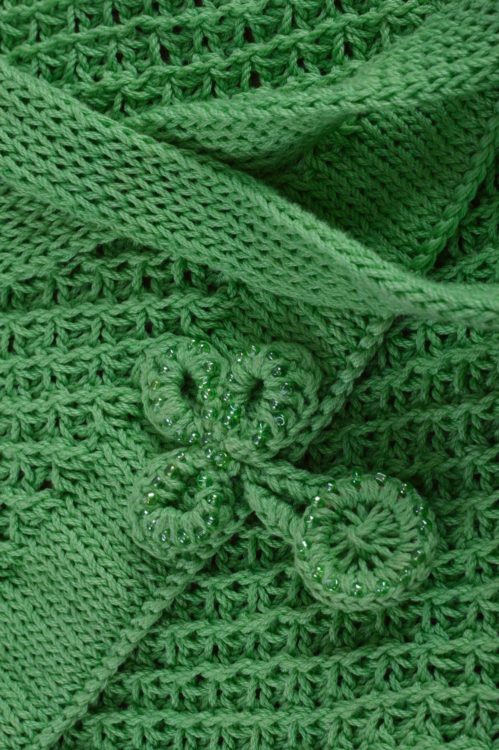 Unusual beautiful handmade green crochet cotton shoulder bag  photo 2