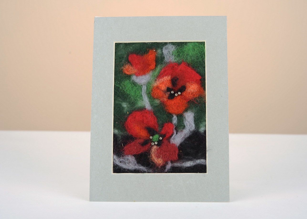 Handgemachte Grußkarte Mohnblumen foto 1