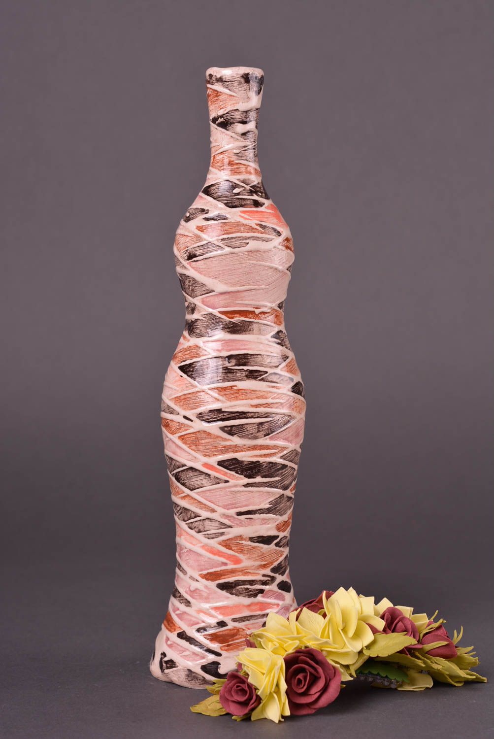 Подарок ручной работы керамическая бутылка симпатичная глиняная бутылка фото 1