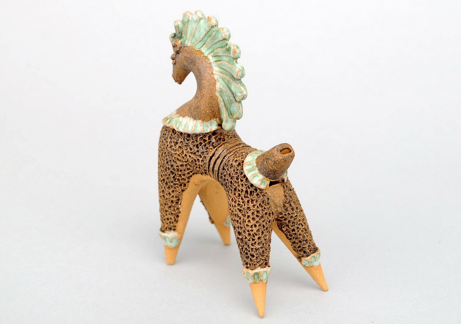 Clay penny whistle in the form of horse photo 4