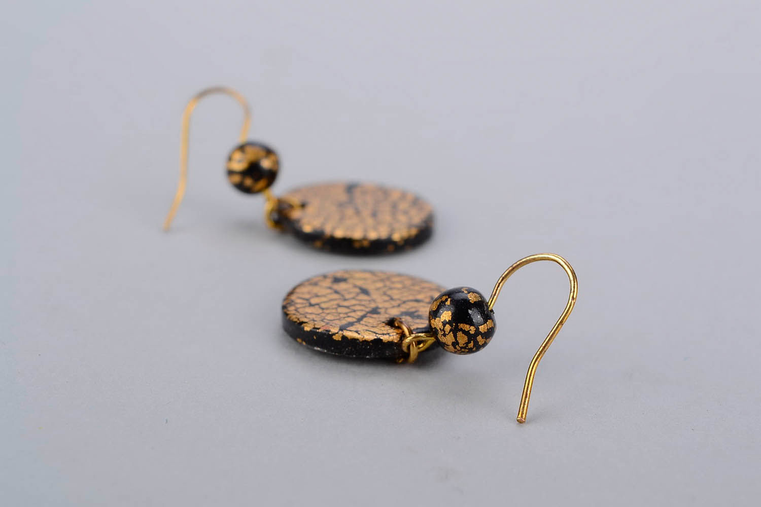 Earrings made of polymer clay with gilding photo 3