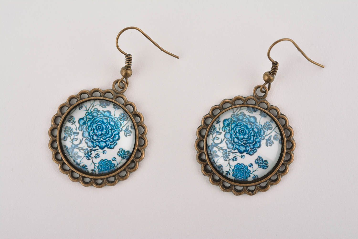 Glass female earrings round summer earrings beautiful jewelry elegant gift photo 4