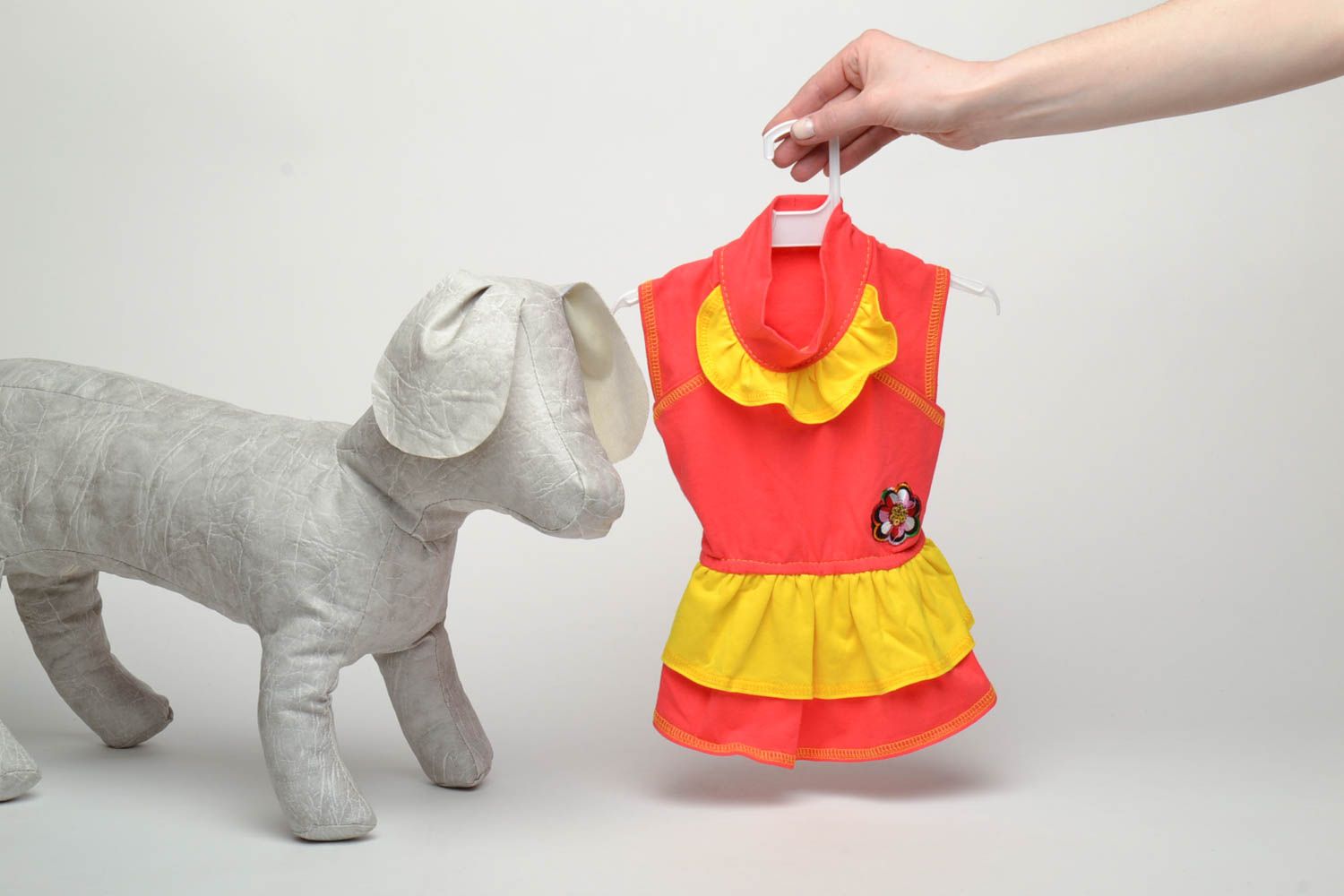 Red and yellow dog dress photo 2