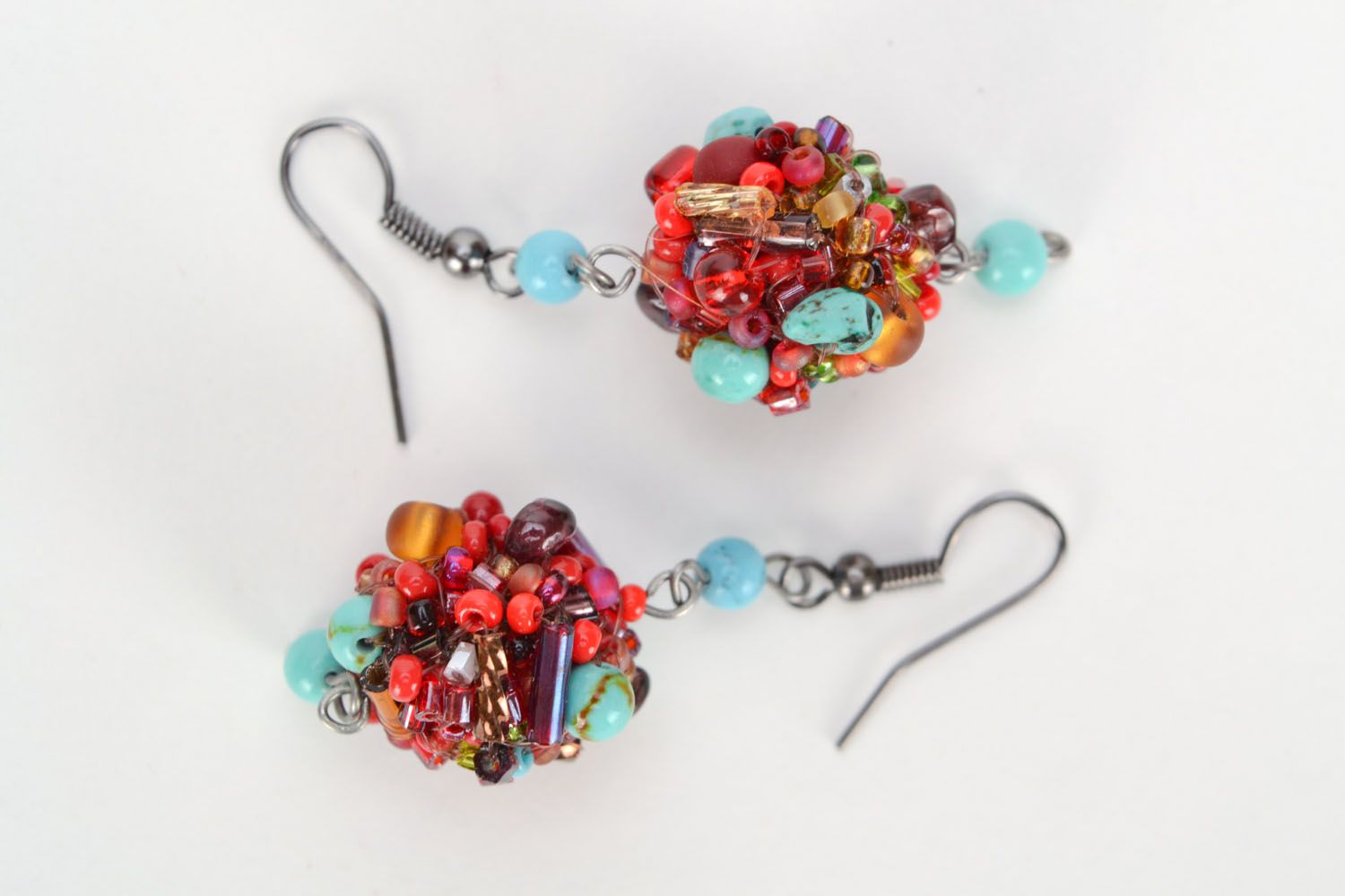 Earrings with amber and turquoise photo 2