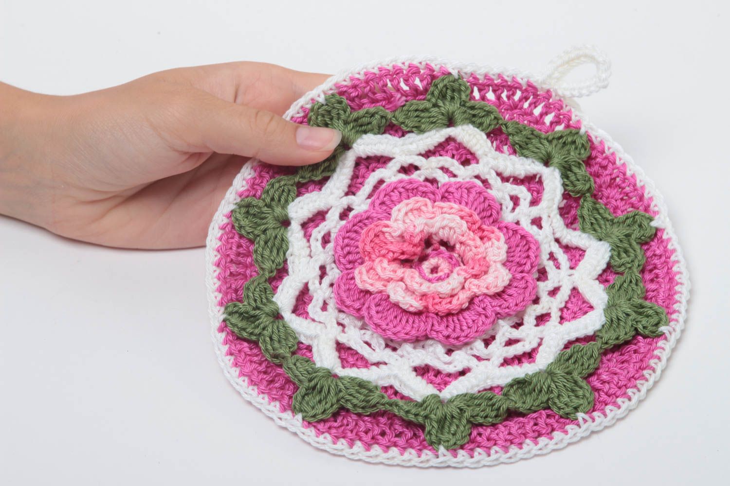 Beautiful handmade pot holder decorative crochet potholder kitchen accessories photo 5