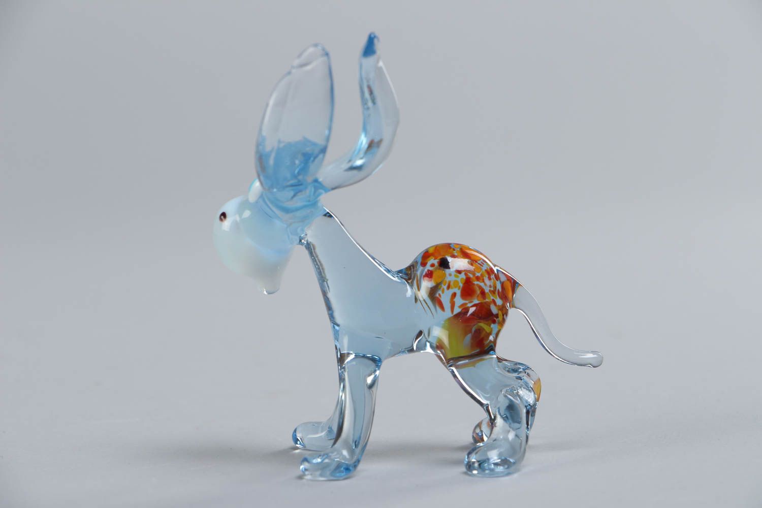 Transparent beautiful unusual handmade glass lampwork statuette of donkey photo 3