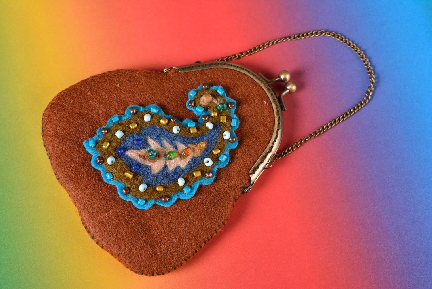 Handmade small purse beaded wallet present for women designer accessories photo 1