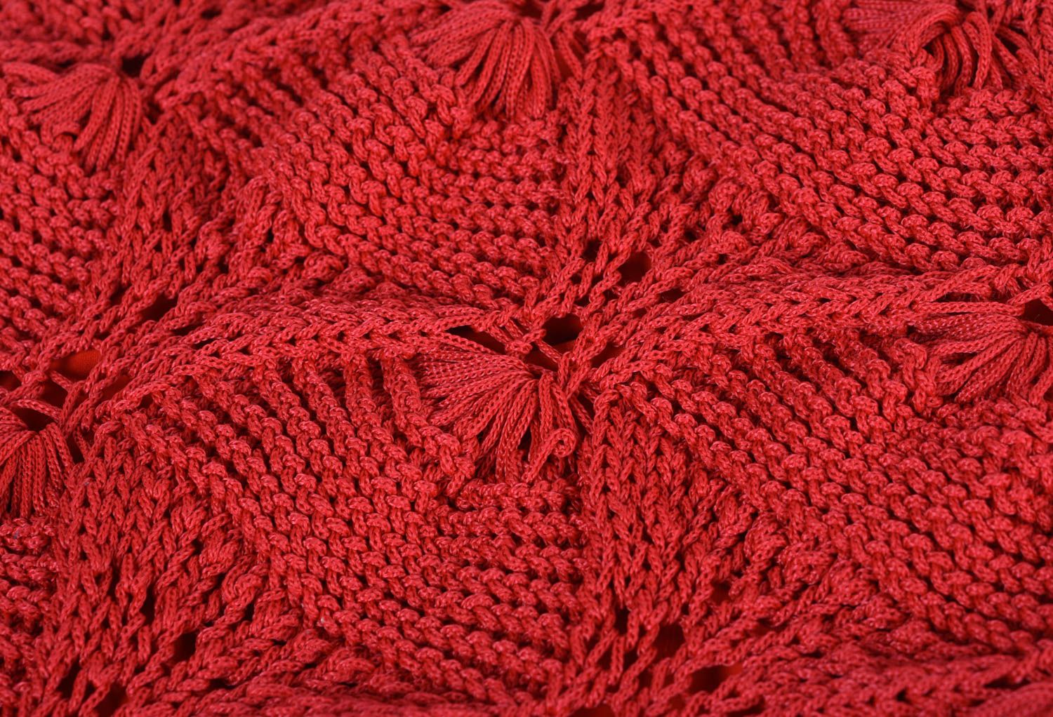 Bolso tejido con dos agujas estiloso bonito artesanal rojo con forro para mujer foto 3