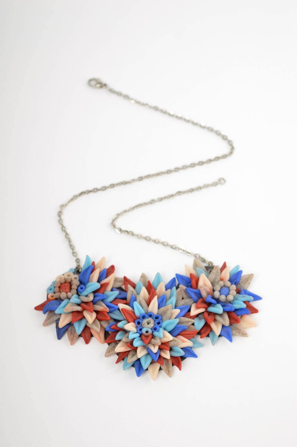 Flower necklace handmade plastic jewelry for women flower pendant for girls photo 3