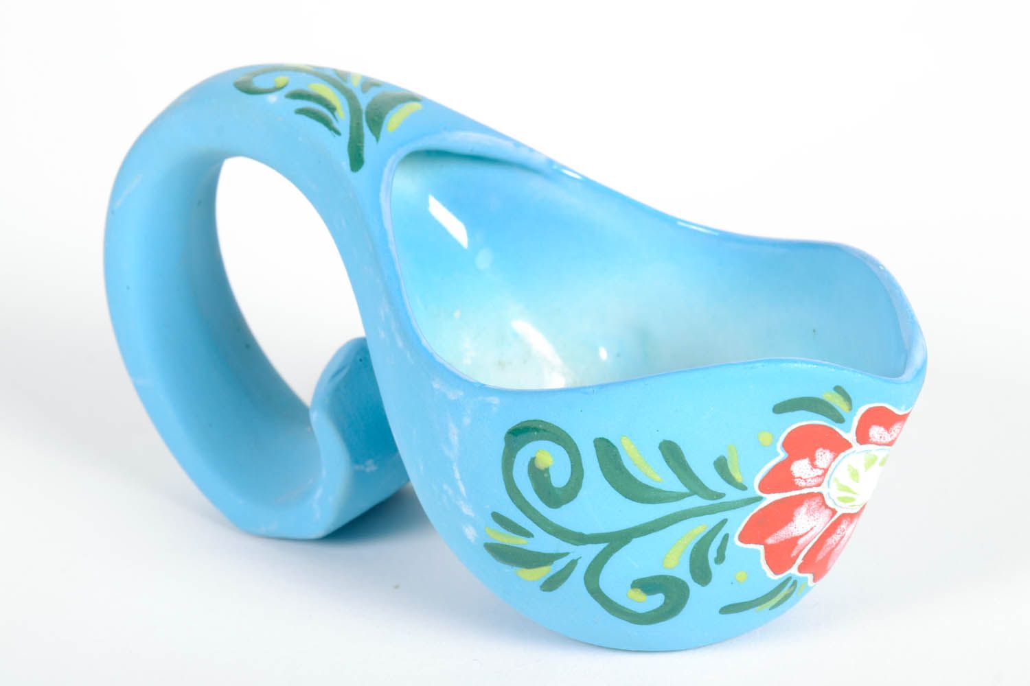 Blaue Keramik Soßenschüssel foto 3