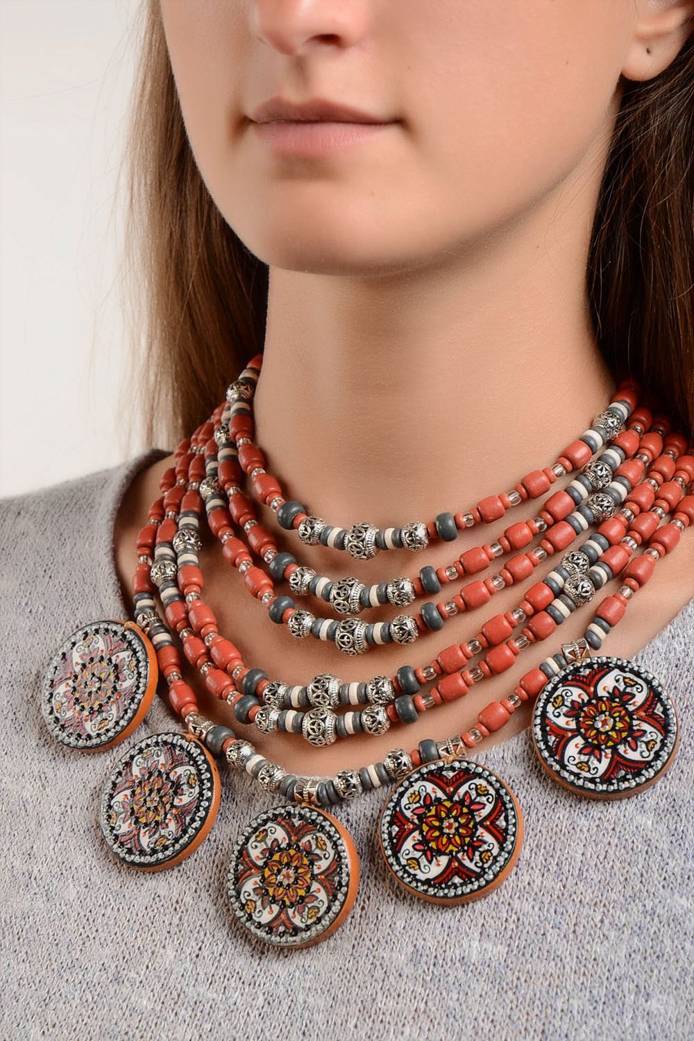 Handmade jewelry bead necklace ethnic jewelry ceramic jewellery fashion necklace photo 1