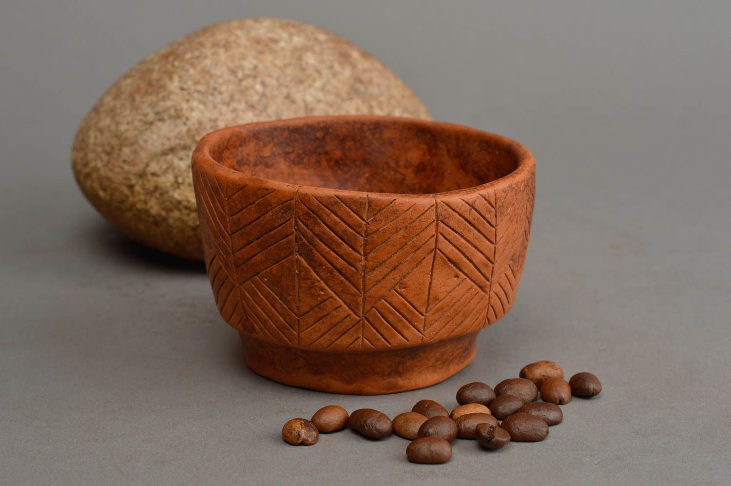 Handmade small ceramic bowl unusual stylish kitchenware plate made of clay photo 1