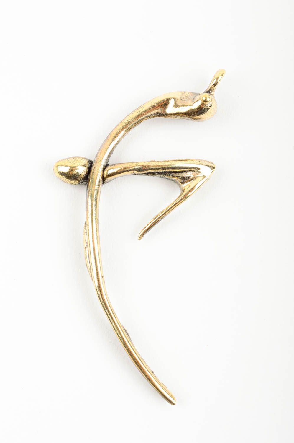 Handmade unusual pendant massive female necklace designer brass accessories photo 1