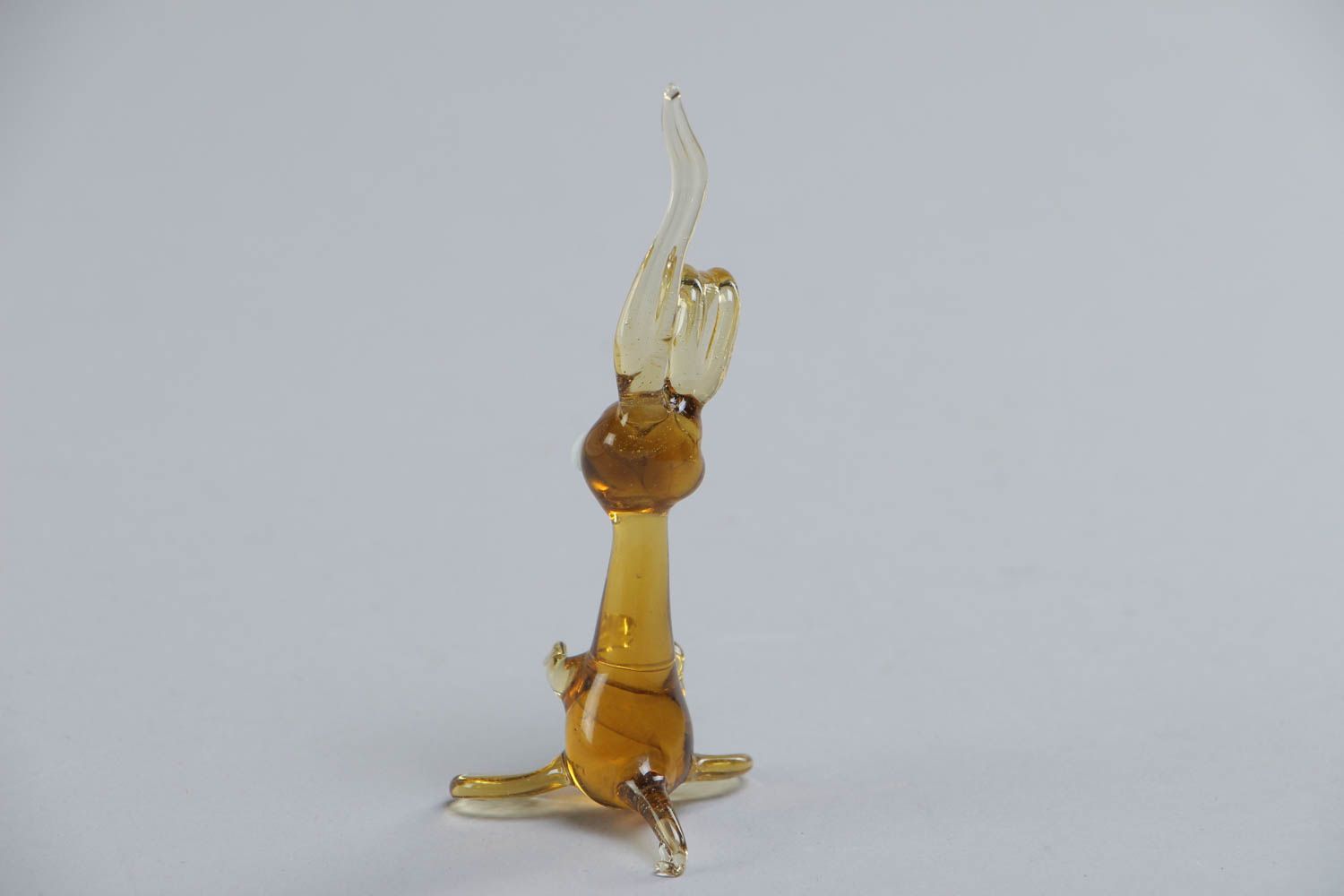 Petite figurine en verre jaune faite main originale technique lampwork Lapin photo 3