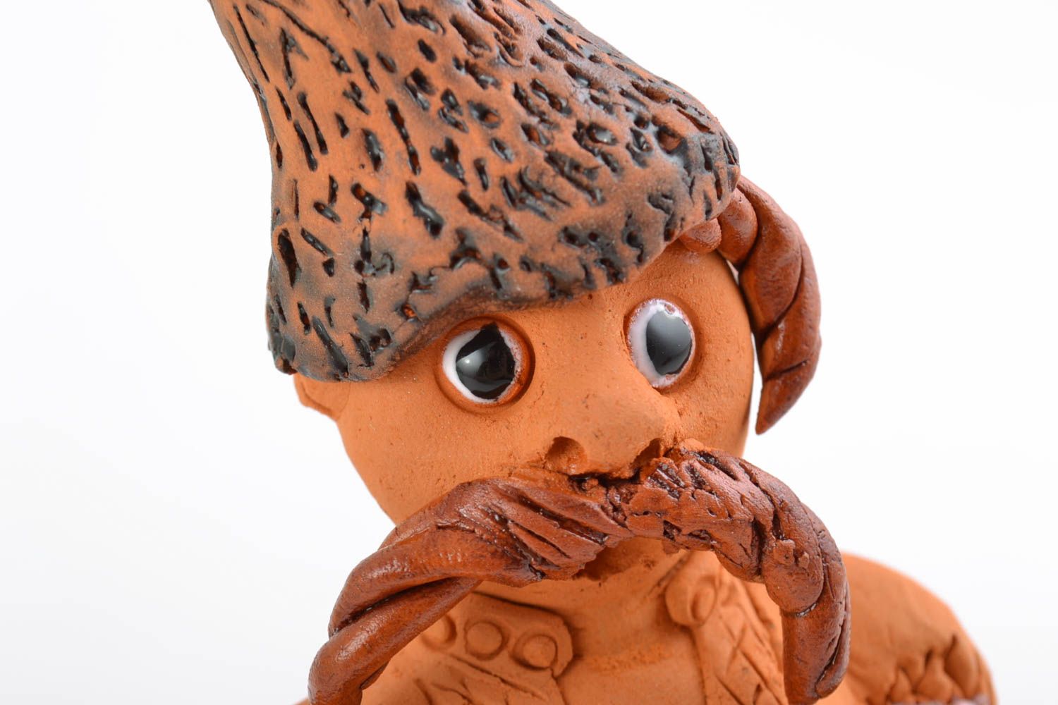 Statuina in ceramica fatta a mano figurina decorativa souvenir di argilla foto 3