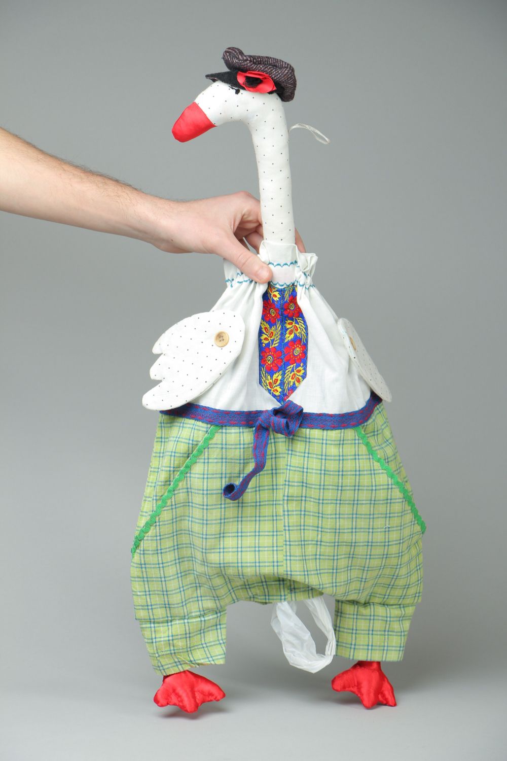 Fabric toy goose for keeping plastic bags photo 4