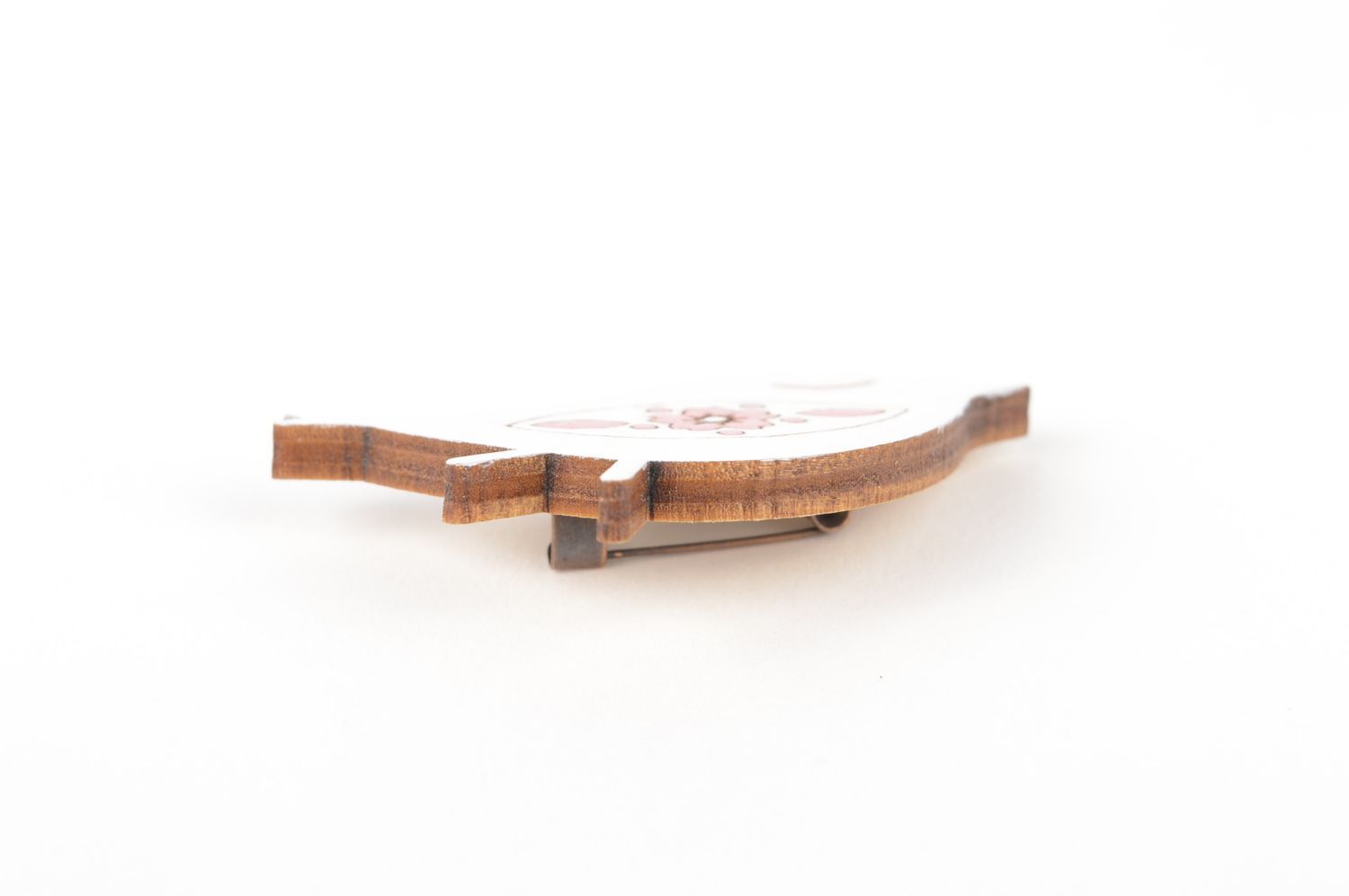 Handmade designer unusual brooch wooden stylish accessory elegant brooch photo 4