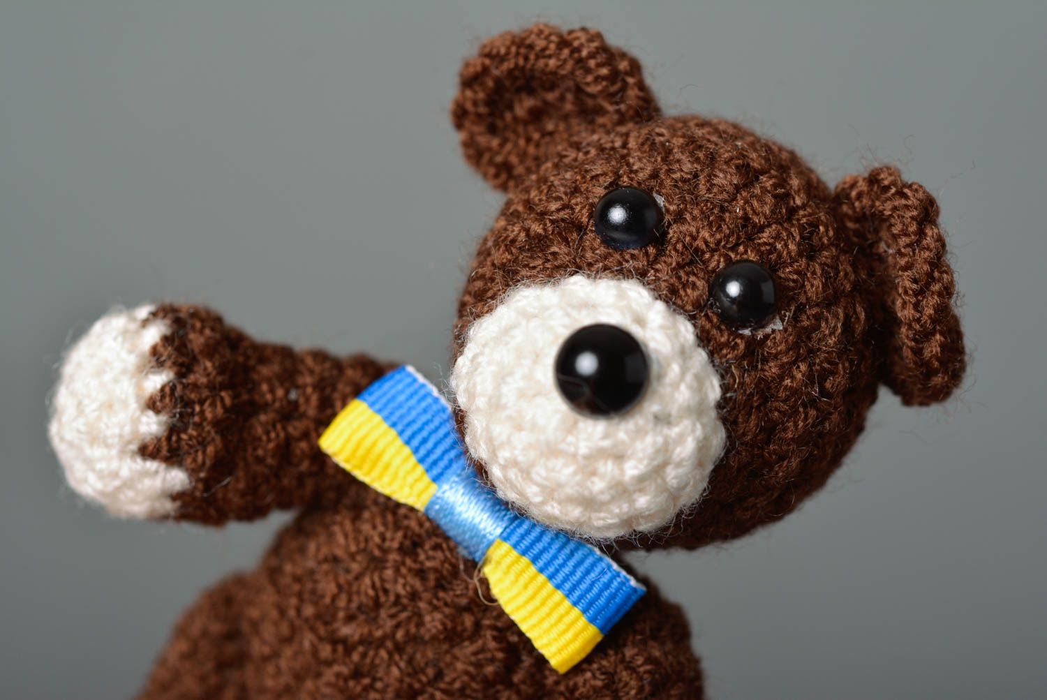 Jouet ours marron foncé Peluche faite main tricotée au crochet Cadeau enfant photo 2