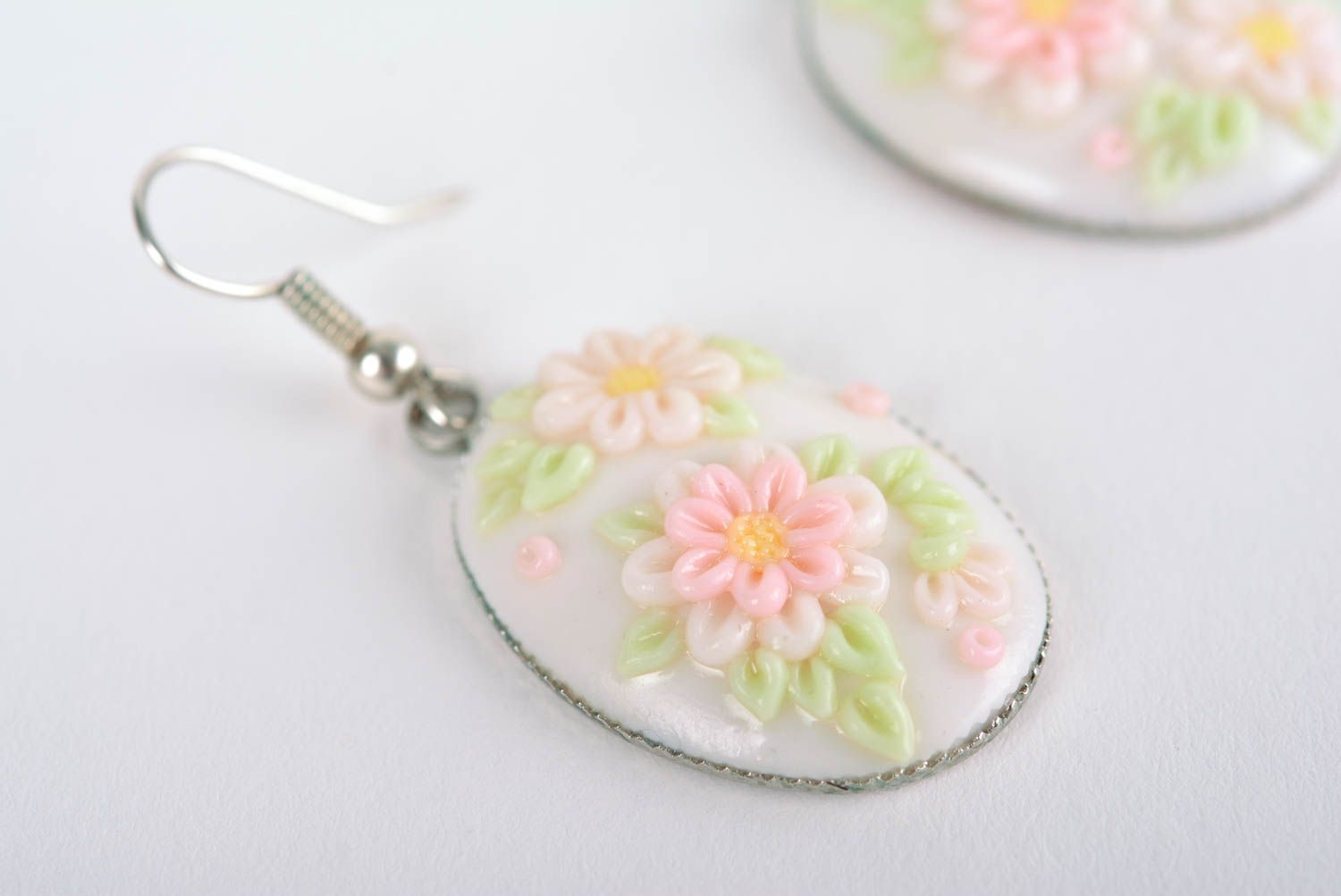 Handmade plastic earrings polymer clay jewelry fashion accessories for women photo 2