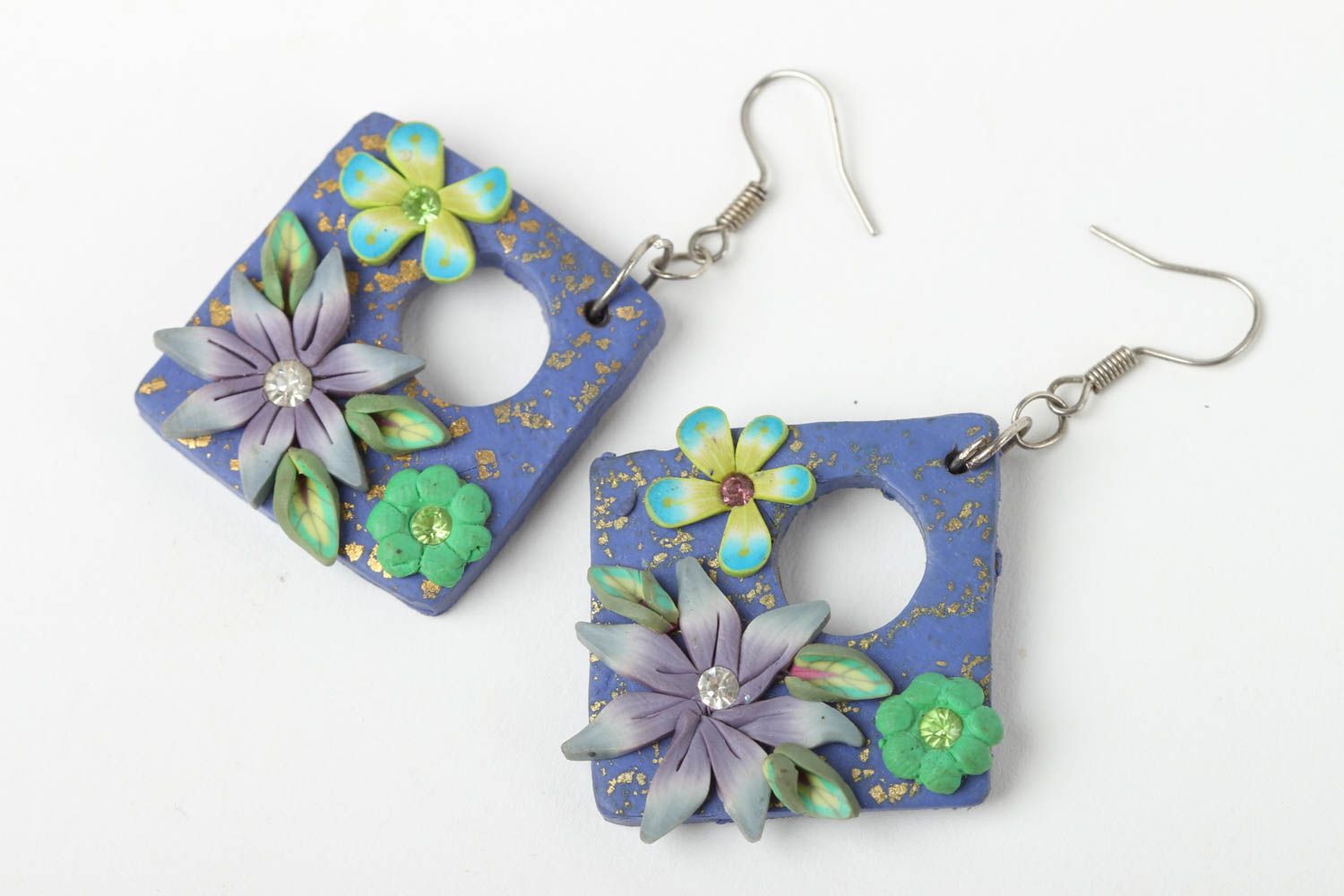 Plastic earrings handmade polymer clay earrings with charms designer jewelry photo 2