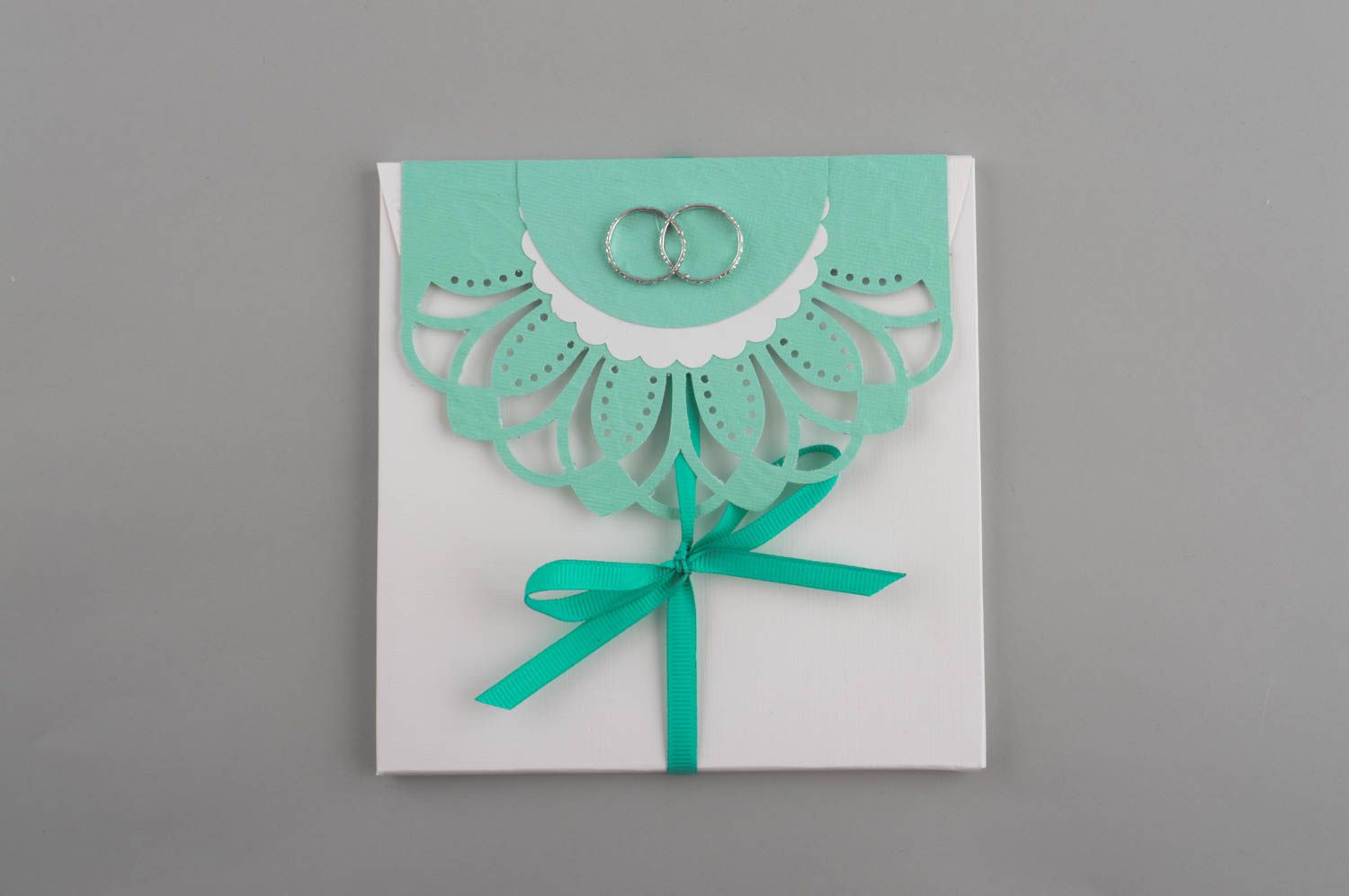 Enveloppe fait main Enveloppe créative design ruban turquoise Idée cadeau photo 2