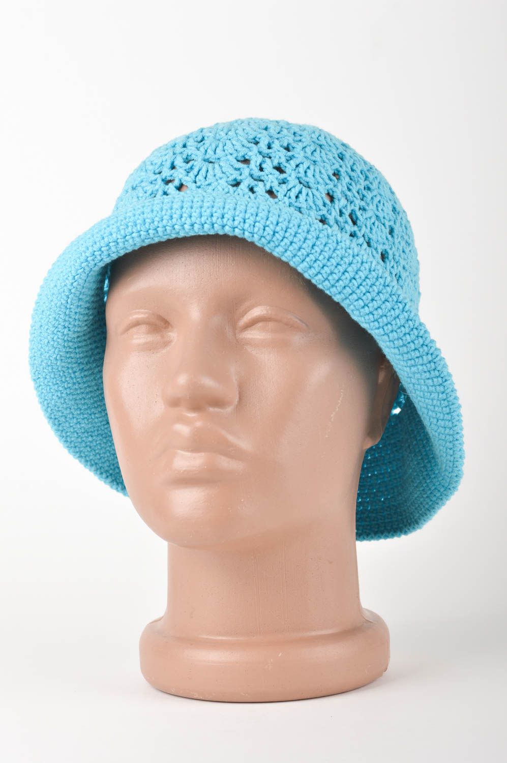 Gehäkelte Kindermütze handgemachte Mütze blaue Mädchen Mütze für Frühling foto 1