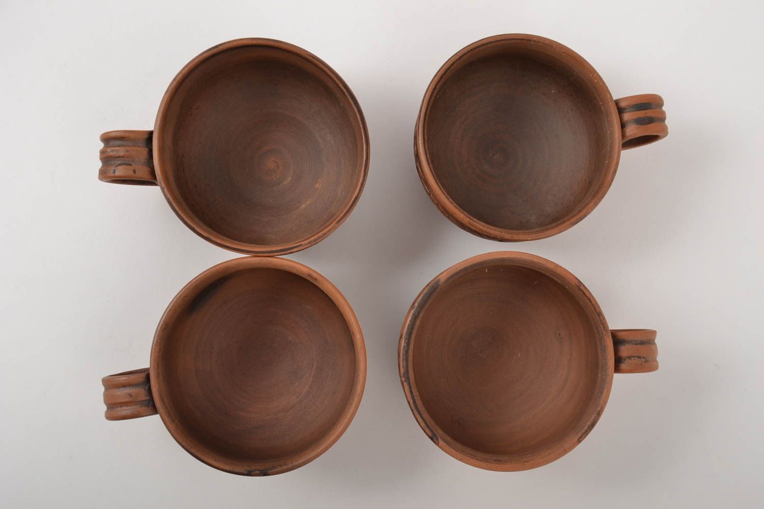 Set of 4 four handmade coffee mugs with handles 2,07 lb photo 3