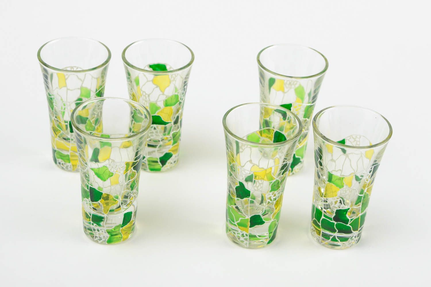 Handmade farbige Trinkgläser in Grün Geschirr Set 6 Stück Deko für Küche foto 3