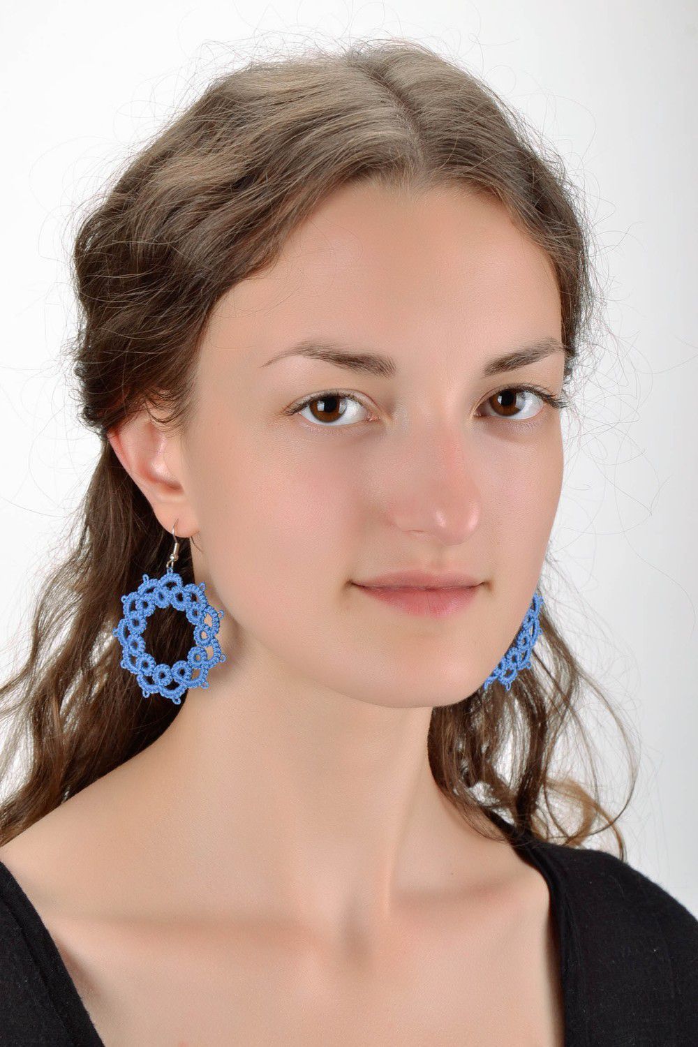 Earrings made from cotton lace Sky photo 5