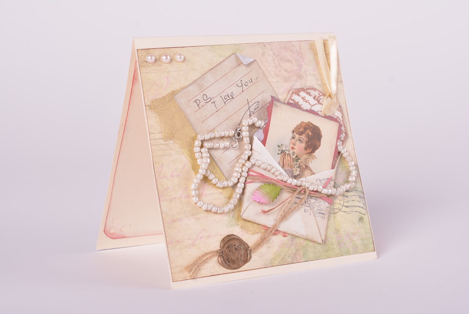 Tarjeta decorada a mano postal de amor romántica regalos original para amiga foto 1