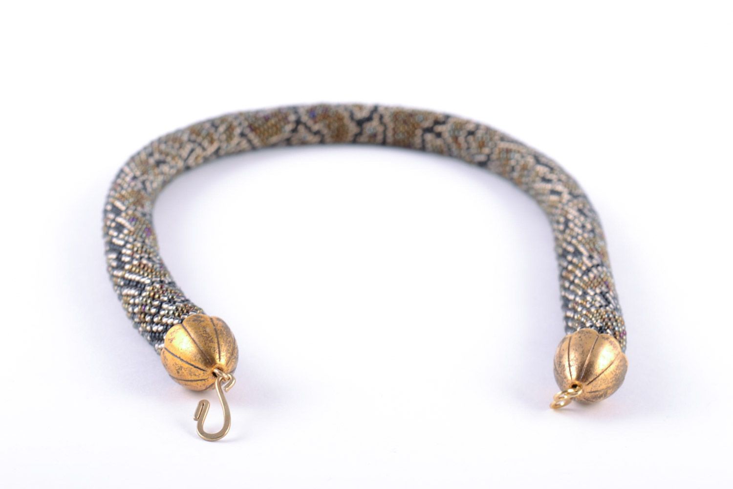 Collier spiral en perles de rocaille de créateur fait main motif serpent photo 5