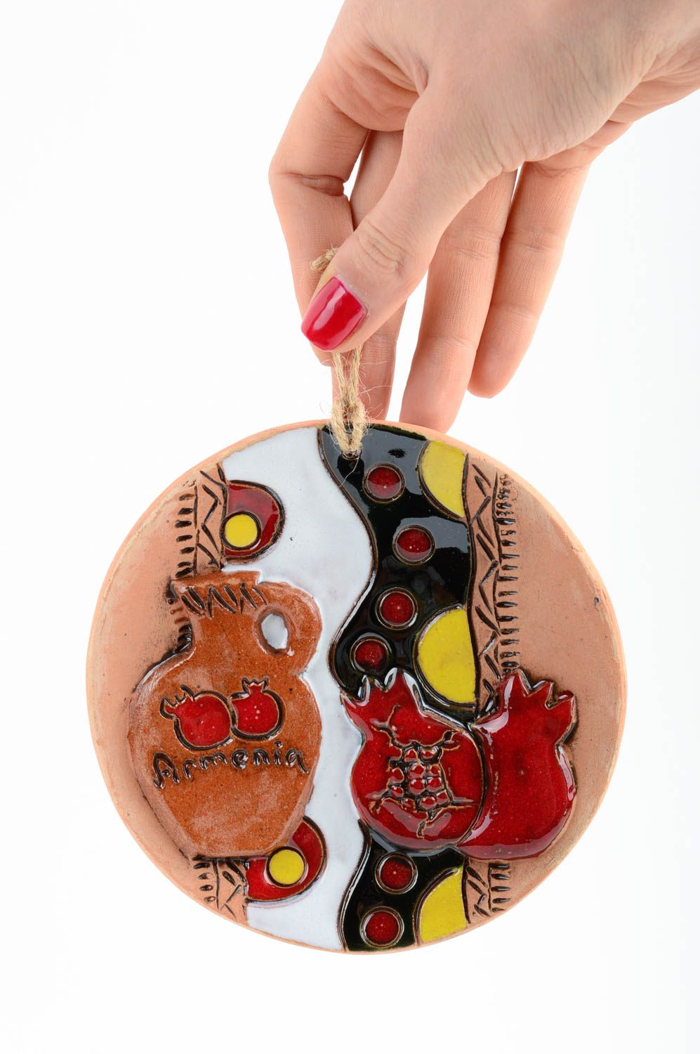 Handgemachte Keramik für Wand Deko Keramik Wandteller originelles Geschenk rund foto 2