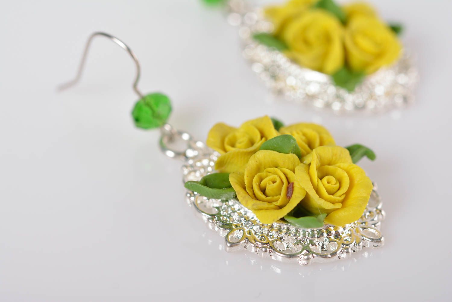 Gelbe Blumen Ohrringe handmade Accessoire für Frauen originelles Geschenk foto 3