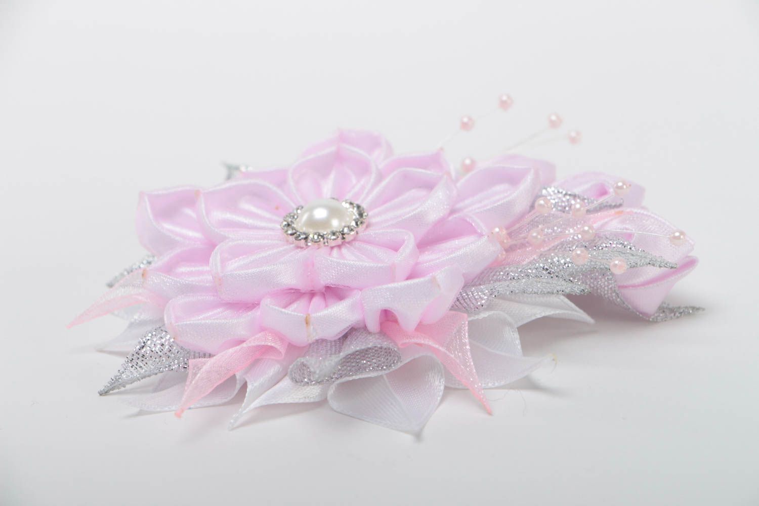 Gentle handmade flower brooch textile floristry fashion accessories gift ideas photo 3