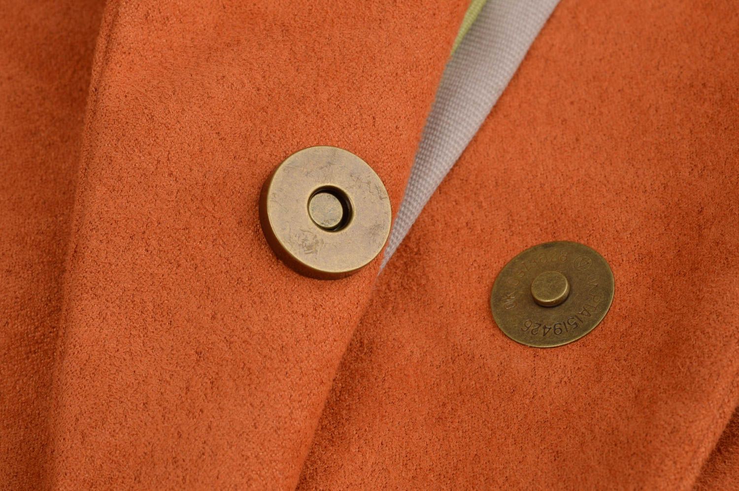 Оранжевая женская сумка мешок из искусственной замши и хлопка ручной работы фото 5