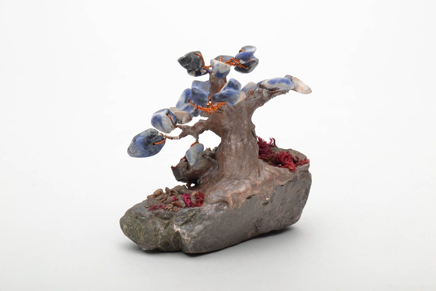 Arbre de vie en pierres naturelles bleues décoratif artificiel fait main photo 4