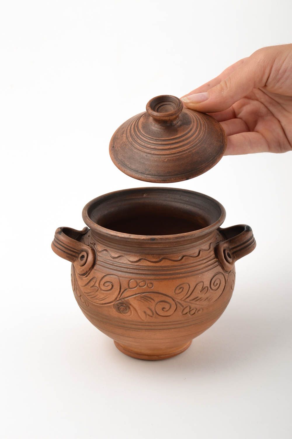 Pote con tapa original tarro de cerámica hecho a mano utensilio de cocina foto 4
