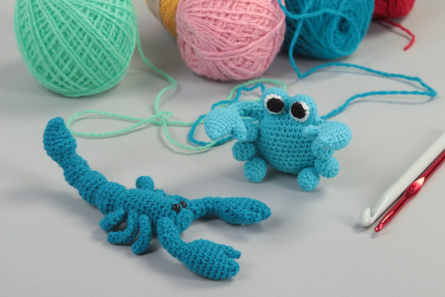 Unusual handmade childrens toys set crochet soft toys 2 pieces gifts for kids photo 1