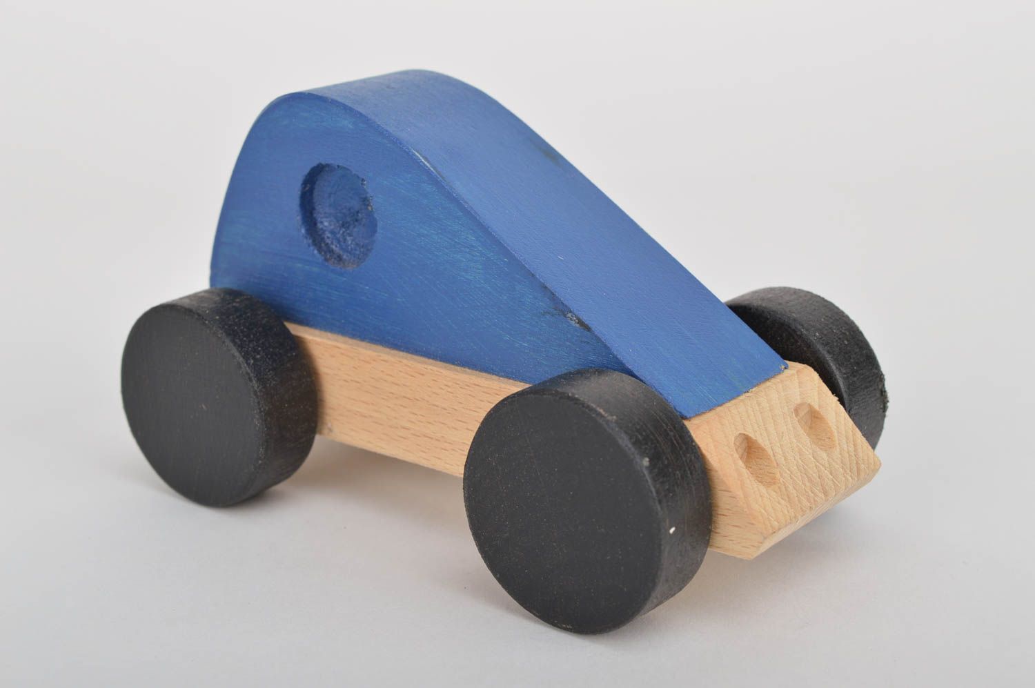 Blaues Auto handmade Spielzeug Holz Geschenk für Kinder Spielzeug aus Holz toll foto 2