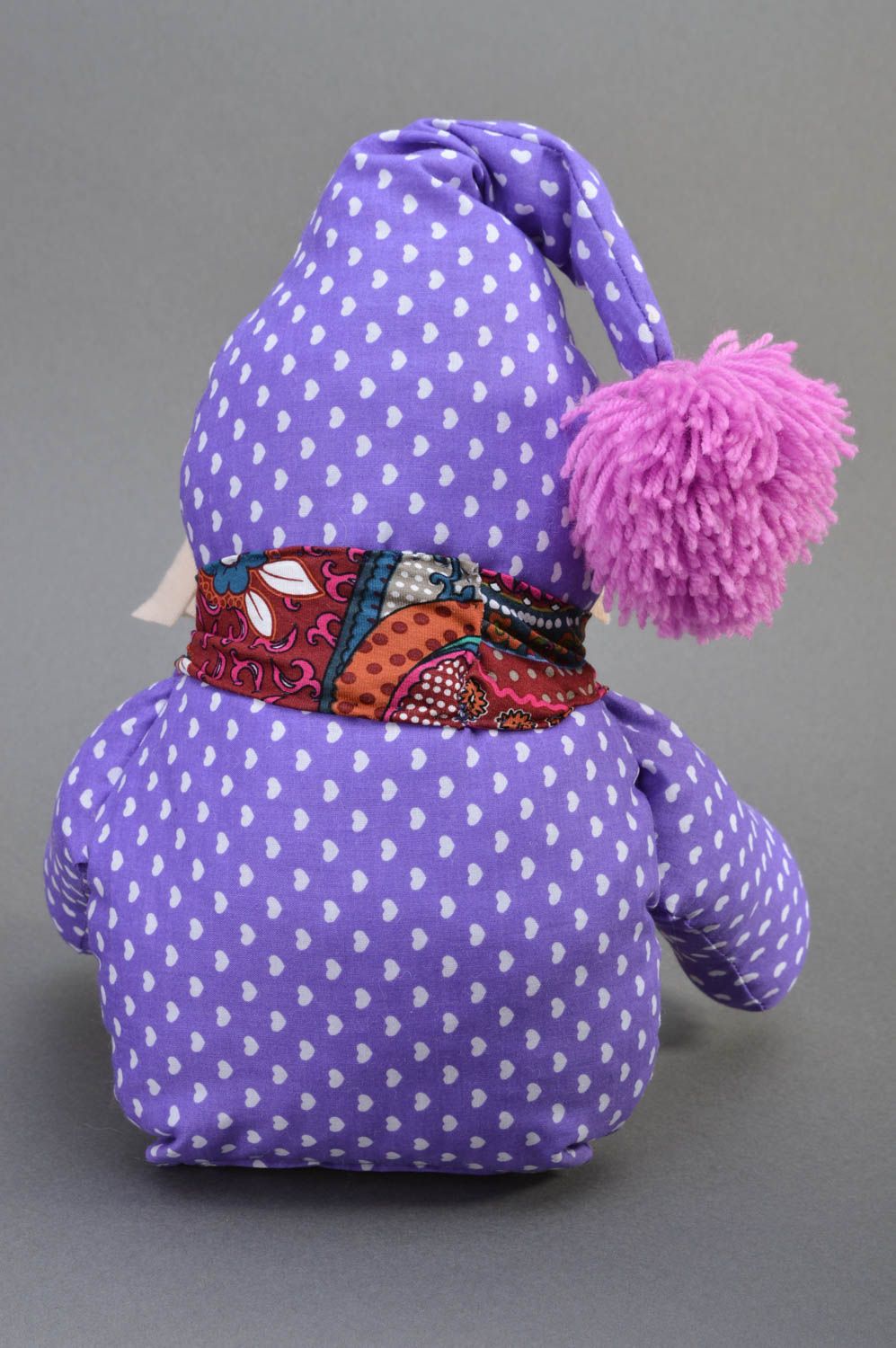 Кукла ручной работы кукла из ткани мягкая кукла оригинальная Гномик с помпонами фото 3
