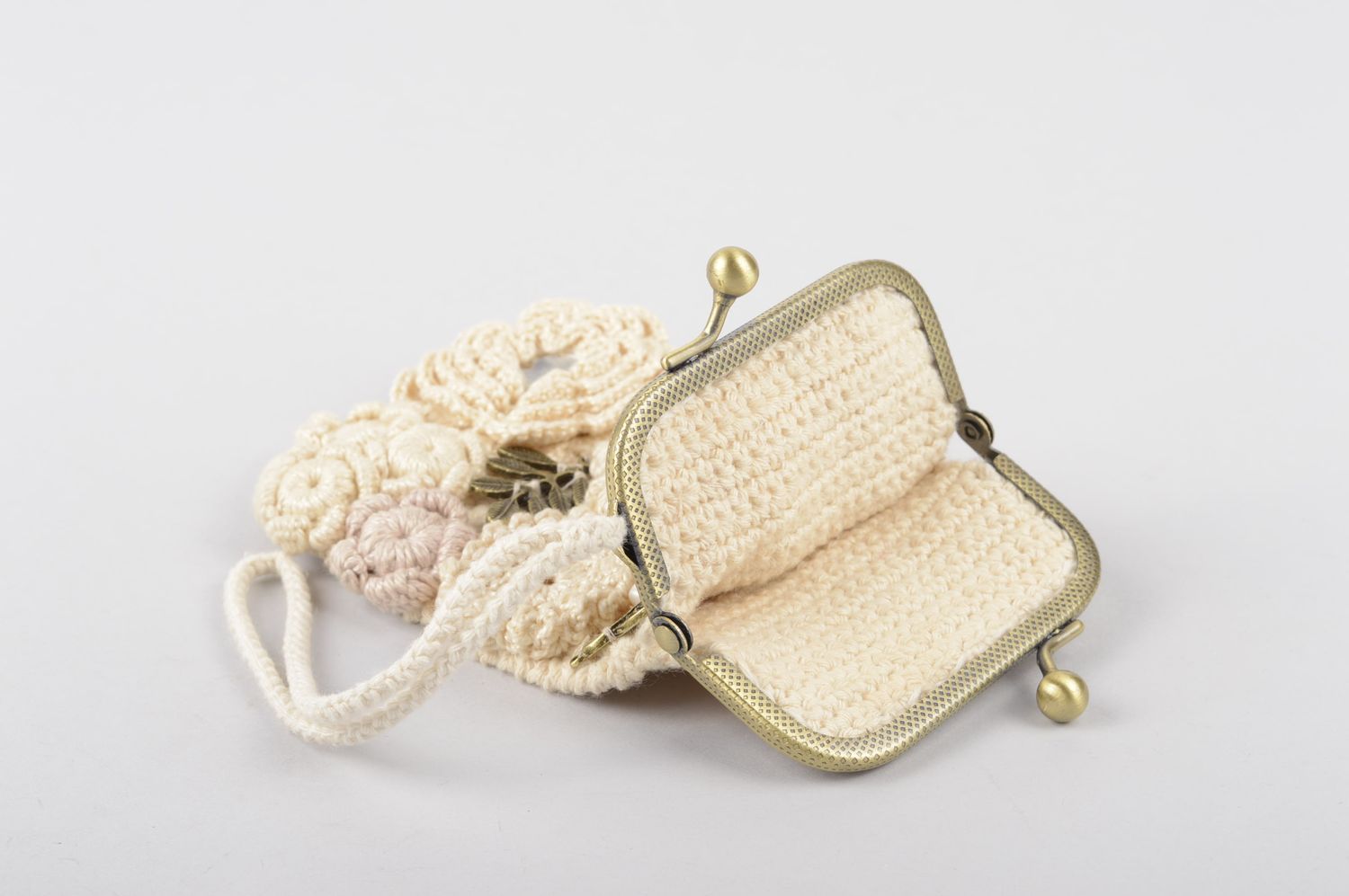Étui portable fait main Accessoire portable Cadeau original fils coton crochet photo 5