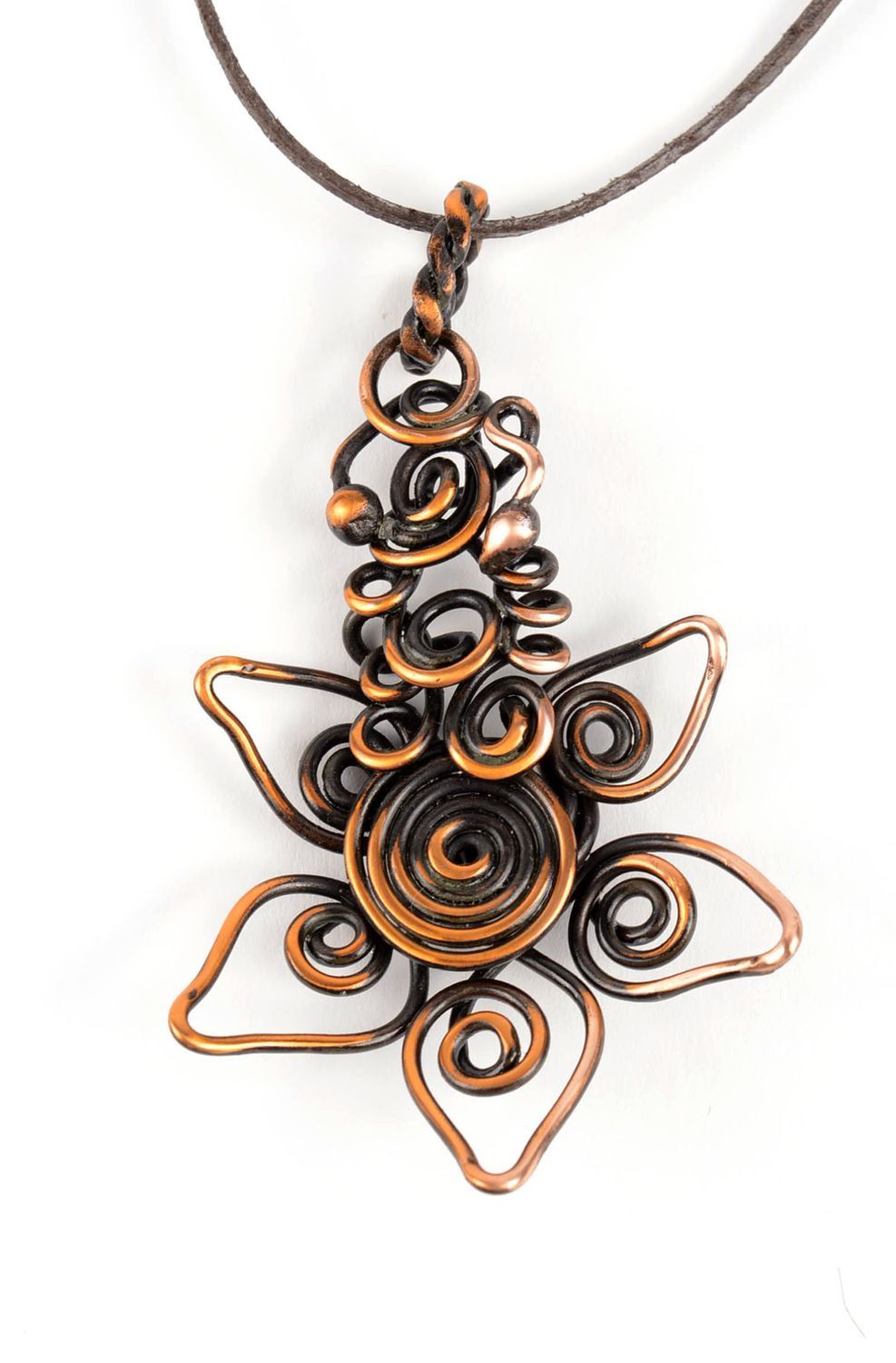 Pendentif fleur Bijou fait main en cuivre design de créateur Cadeau femme photo 1