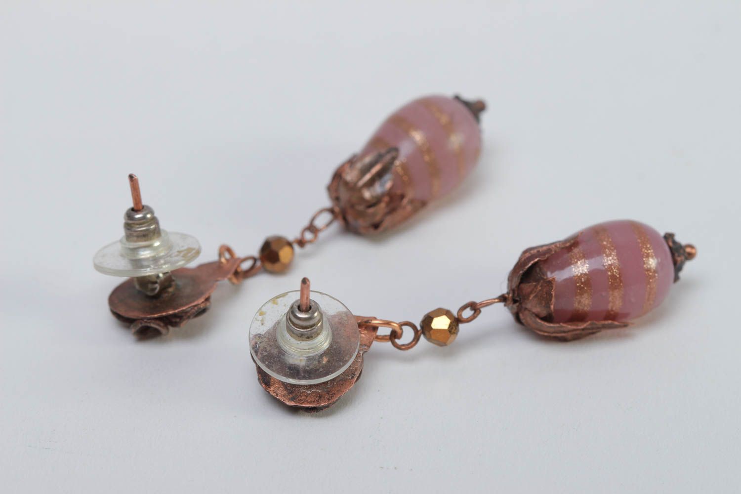 Unusual handmade beaded earrings metal jewelry designs copper earrings photo 4