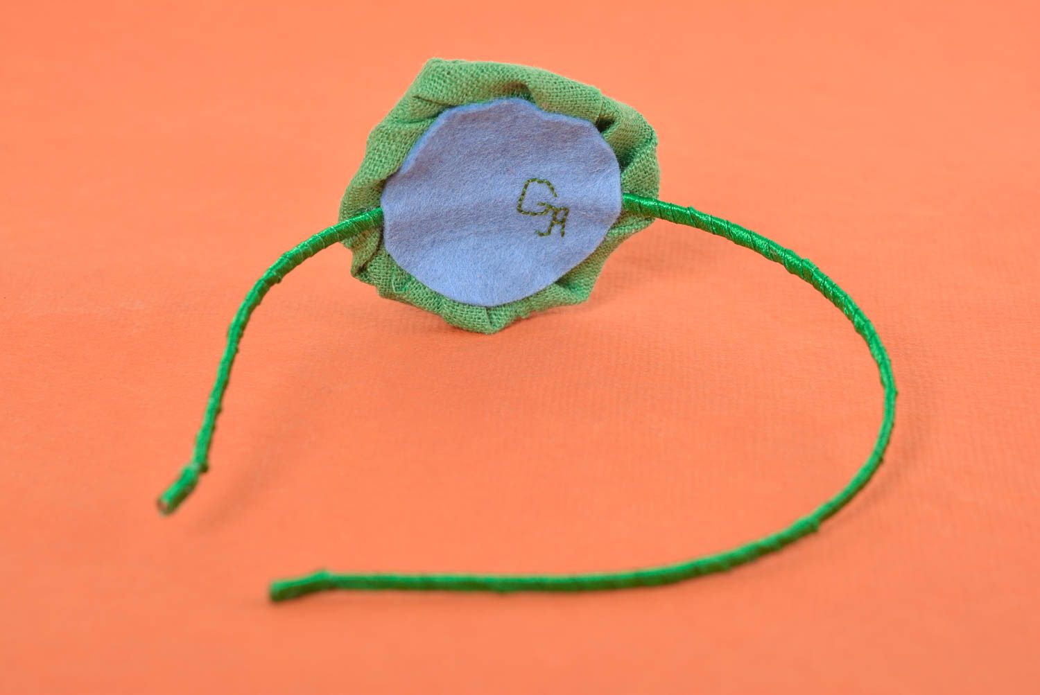 Аксессуар для волос handmade обруч на голову женский аксессуар с зеленым цветком фото 5