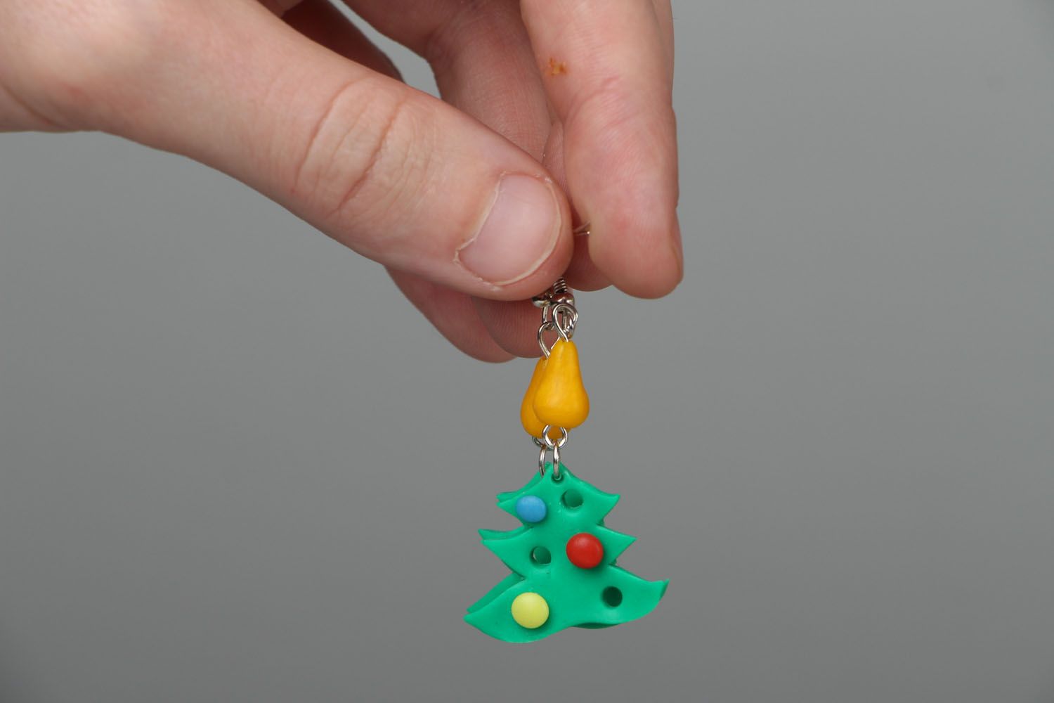 Polymer clay earrings Christmas Tree photo 3