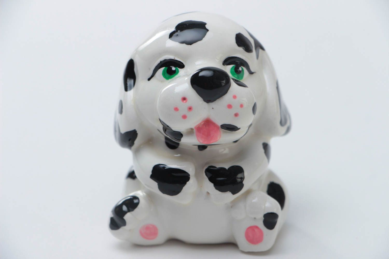 Beautiful painted handmade plaster statuette of dog Dalmatian photo 2