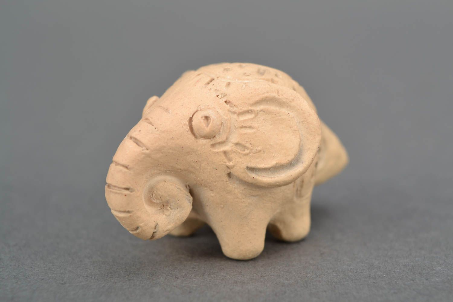Small Handmade Brown Clay Ocarina In The Shape Of Elephant Ceramic Penny  Whistle 